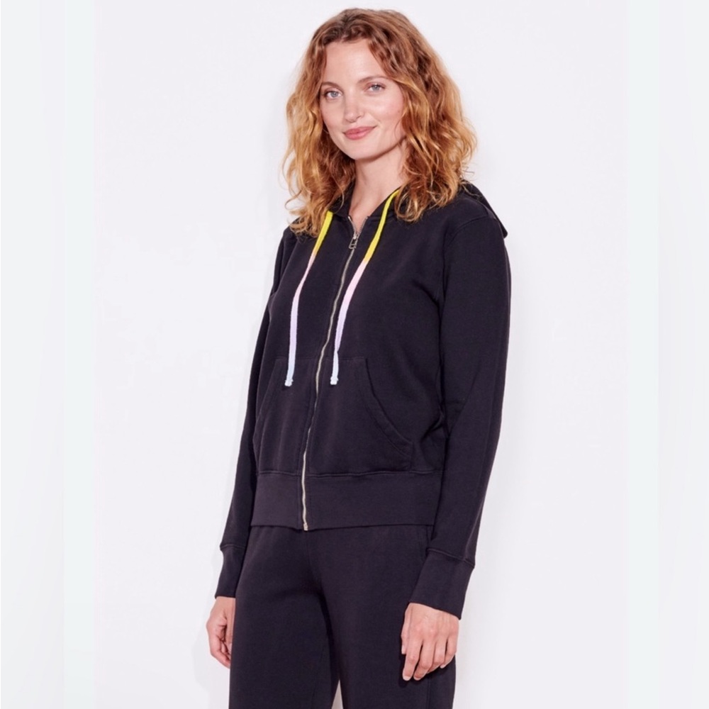 Black Anthropologie SUNDRY Zip Pocket Hoodie Size Small